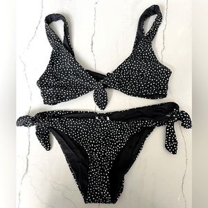 Mink pink black and white dots tie bikini size Small set